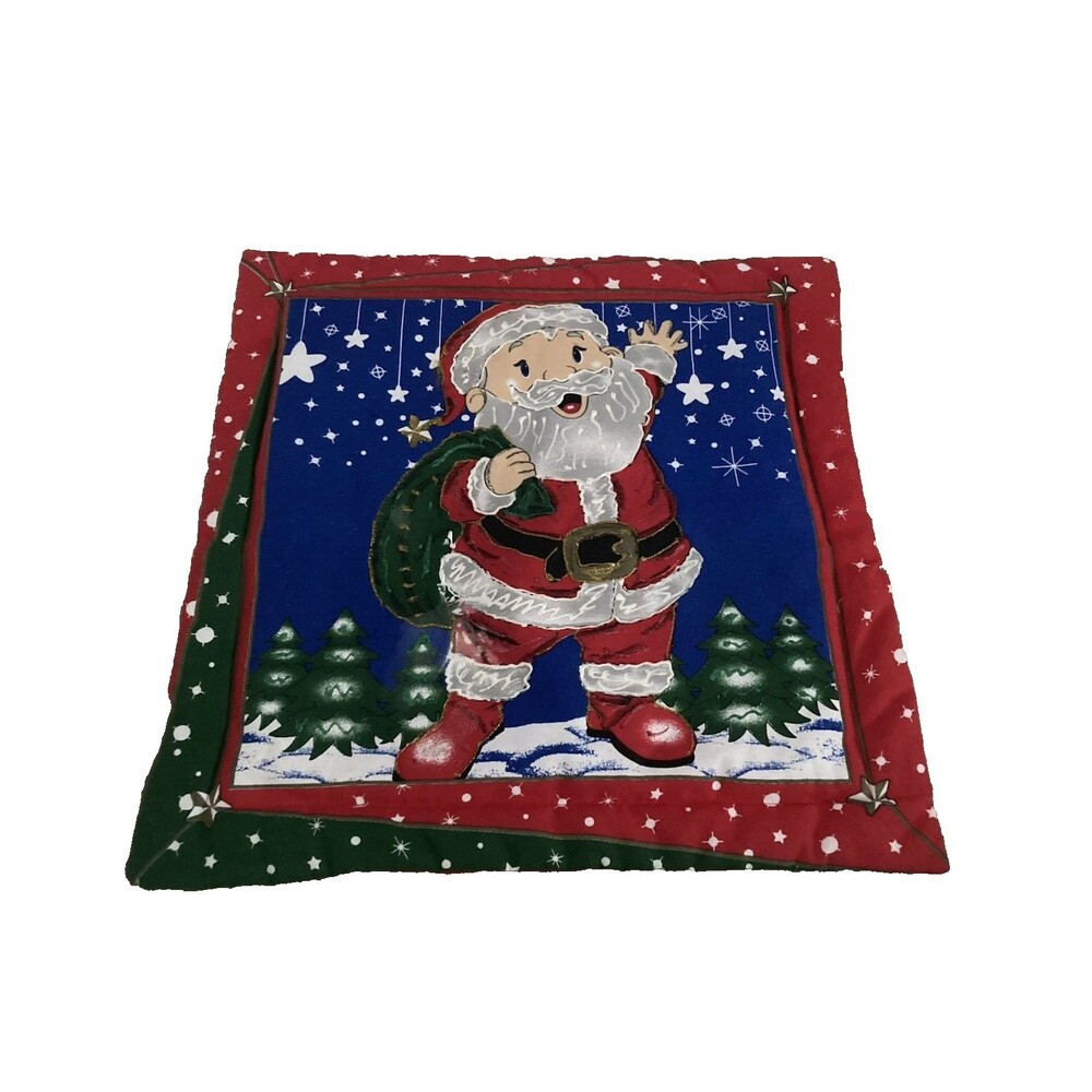 Vintage Santa Pillow Case for Throw Pillow 18" x 18" Puff Paint 3D Whimsical